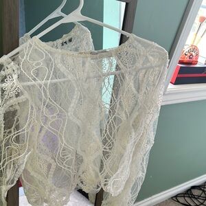 Zara Ivory Lace Sheer Blouse